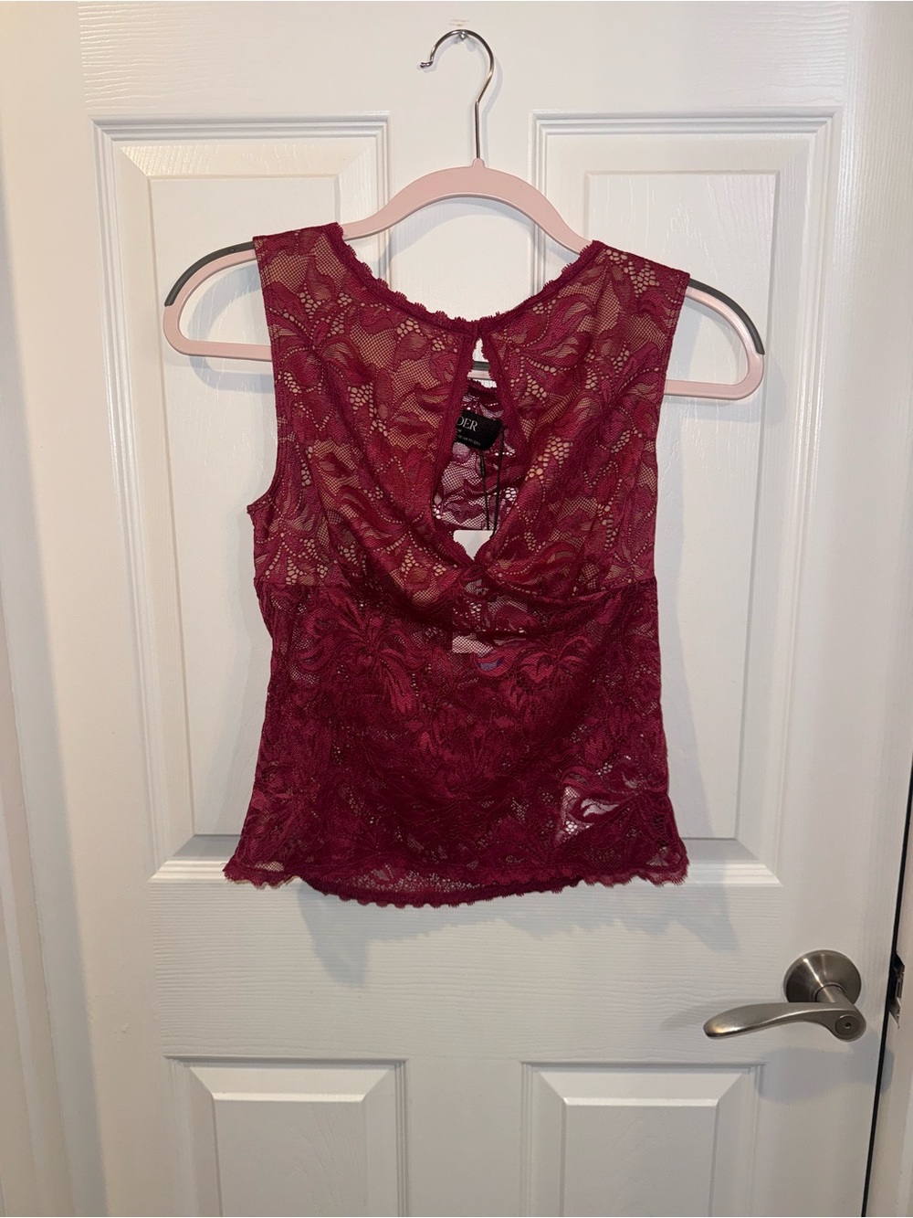 CIDER Burgundy Floral Lace Sleeveless Top Size Medium